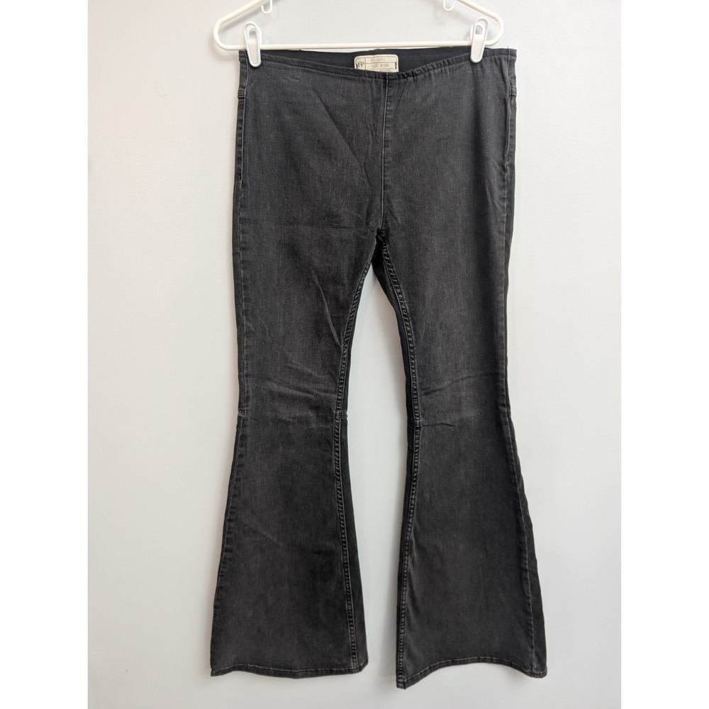 P1 Free People Jeans Womens 29R Flare‎ Black Gray Bell Bottom Grunge Hippie Goth